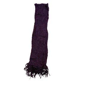 Tabask Handmade Alpaca Blend Fringe Knit Scarf Women's One-Size Purple Winter
